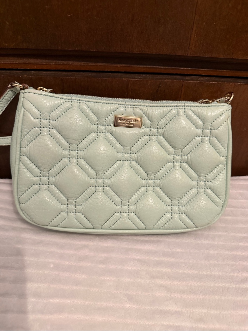 kate spade Quilted Leather Wristlet - Mint